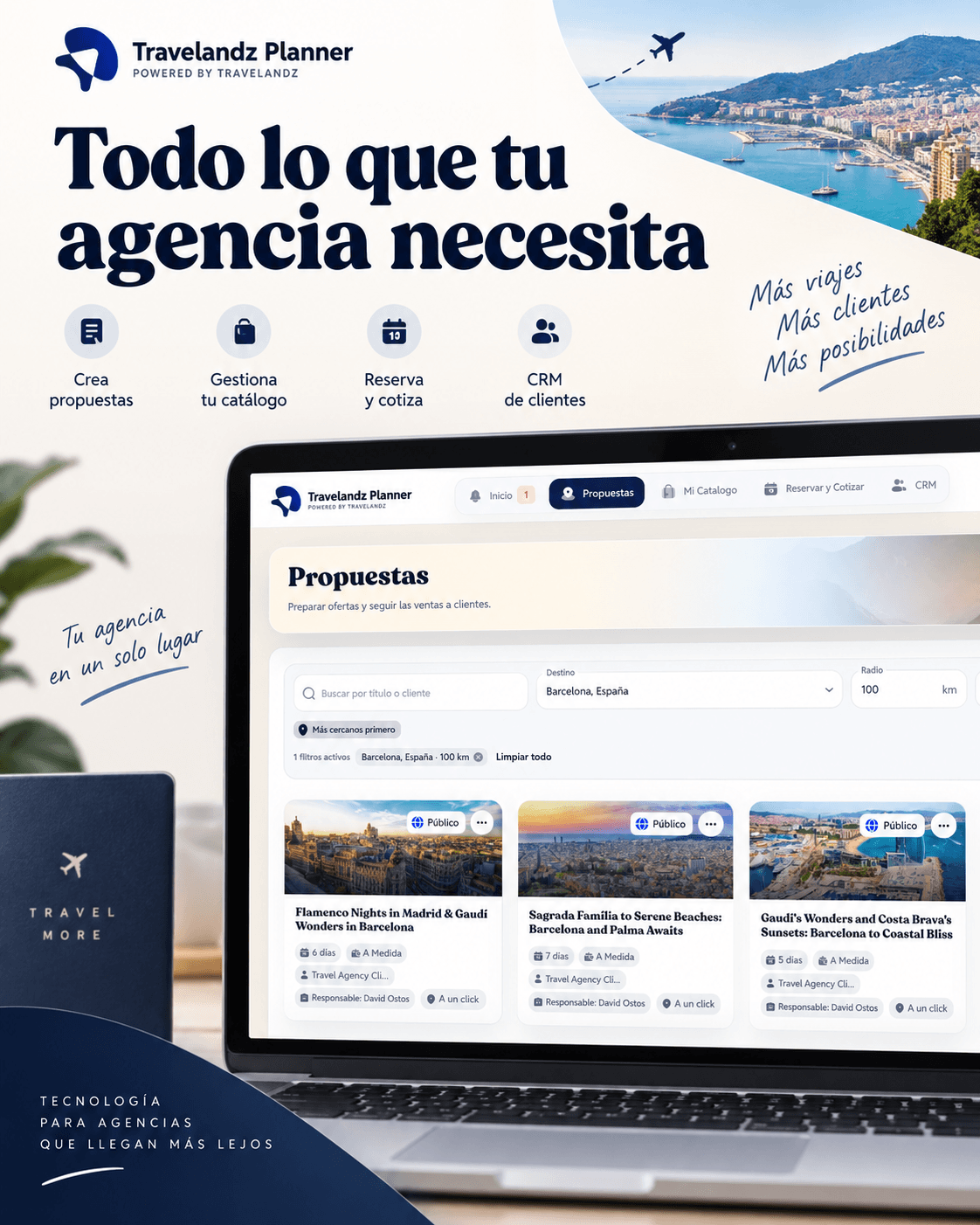 Presentación de Propuestas, catálogo, cotizaciones y CRM en Travelandz Planner.